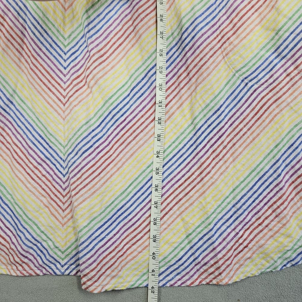 Lands' End Linen Dress Womens Plus 2X Rainbow Stripe Pockets Coastal Colorful - Picture 10 of 11